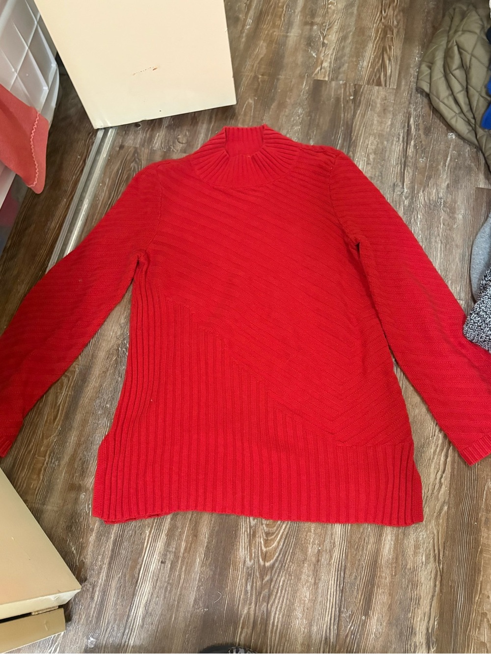 Charter Club Red Ribbed Mock Neck Sweater